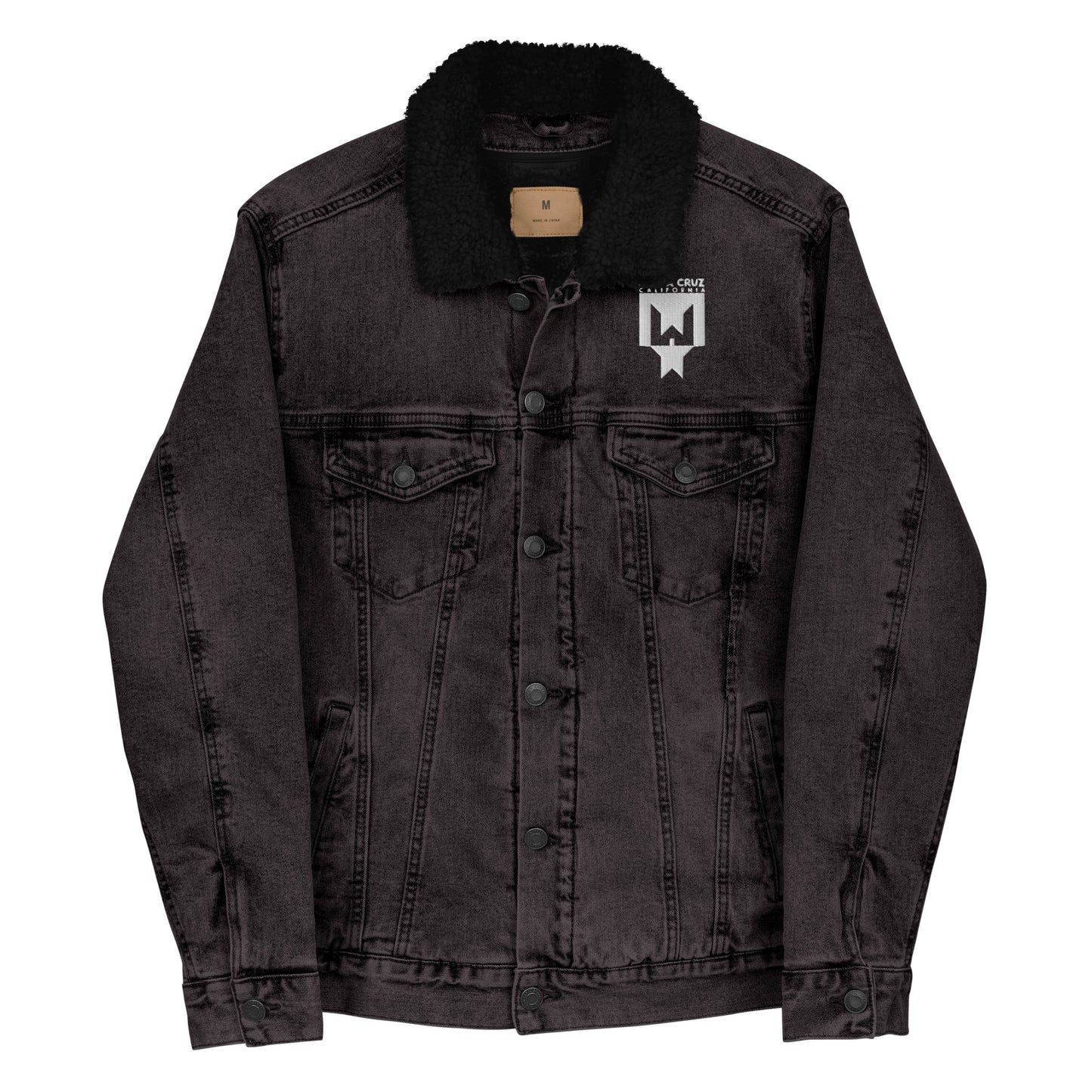 Whbb Unisex denim sherpa jacket || Logo Santa Cruz