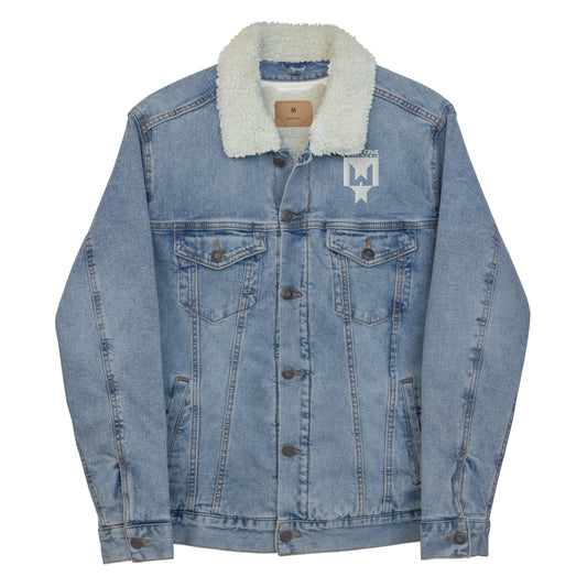 Whbb Unisex denim sherpa jacket || Logo Santa Cruz